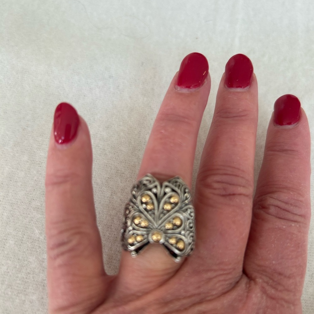 Sterling silver 18 K  butterfly ring
